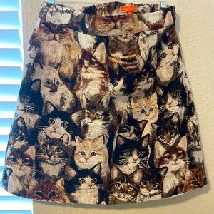 Modcloth Cat Print Skirt - Multicolor